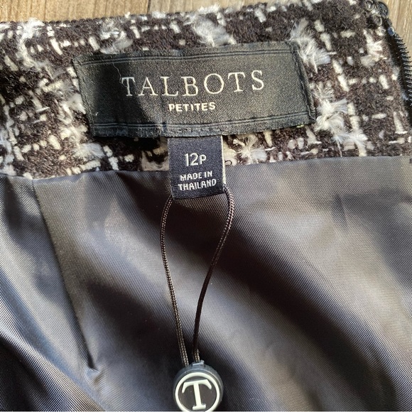 NWT Talbots Black and White Classic Tweed Pencil Skirt Size 12P - Picture 7 of 9